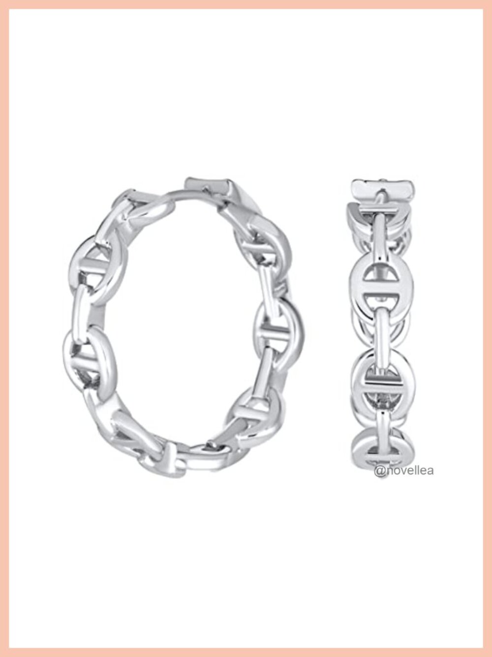 Anchor Chain Hoop Earrings 1.25 Inch Silver & Gold Plated